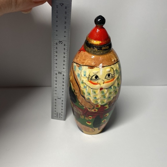Vintage Wooden Russian Nesting Doll Santa Claus - Christmas Ornament (1 piece)​ - Picture 8 of 9